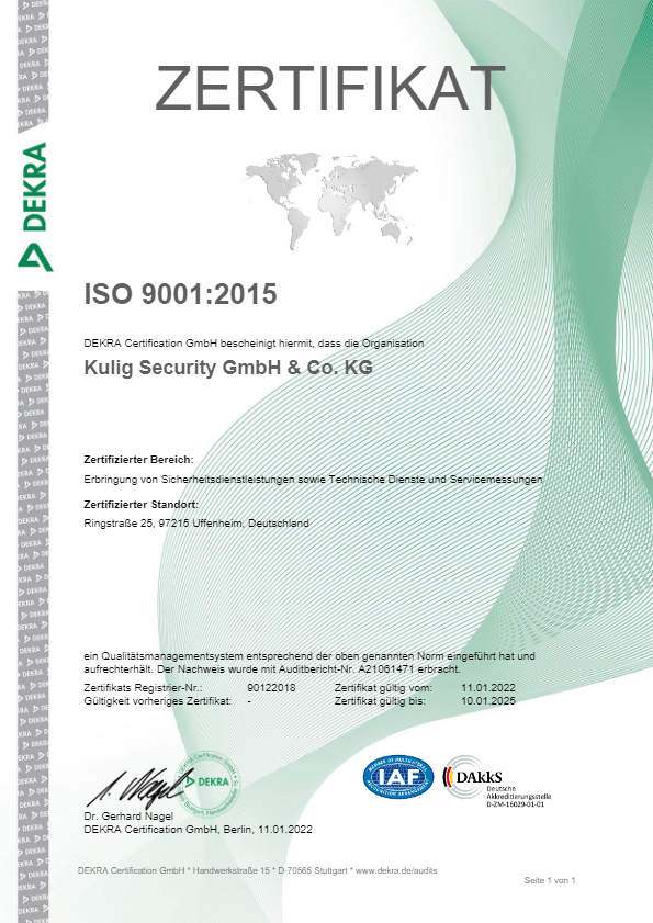Zertifikate der Kulig Security GmbH & Co. KG 1